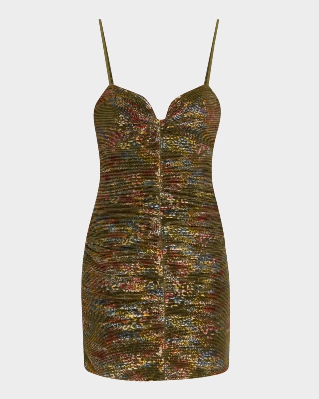 Zahara Pleated Metallic Mini Dress